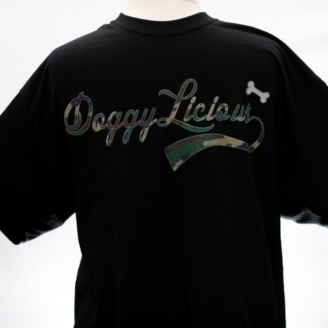 Mens Black T-Shirt with Camo Logo