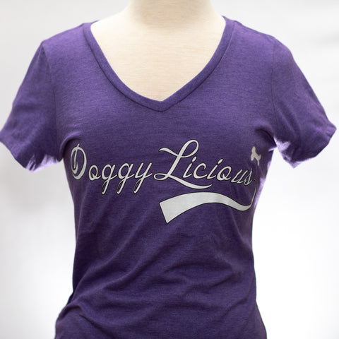 Womens Purple Frost V-Neck with White Logo